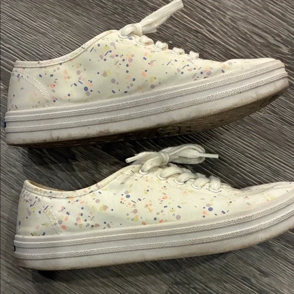 Keds Soft White Sneakers with Colorful Speckles.  B10 - Picture 7 of 9
